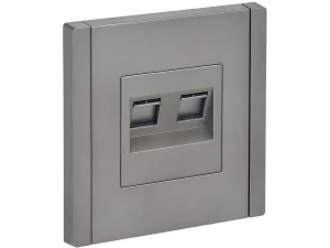 FORTE&PIANO Розетка двойная RJ11+RJ45 кат.5E FP535 сталь IEK