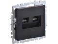BRITE Розетка компьютерная двойная RJ45 кат.6 РК11-2-БрЧ черный IEK