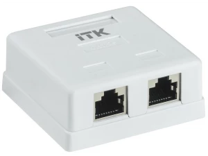 ITK Настенная информационная розетка RJ45 категория 5E FTP, 2-порта, белая
