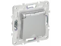 SKANDY Розетка 1-местная с заземлением с защитными шторками и крышкой 16А IP44 SK-R11S серебряный IEK