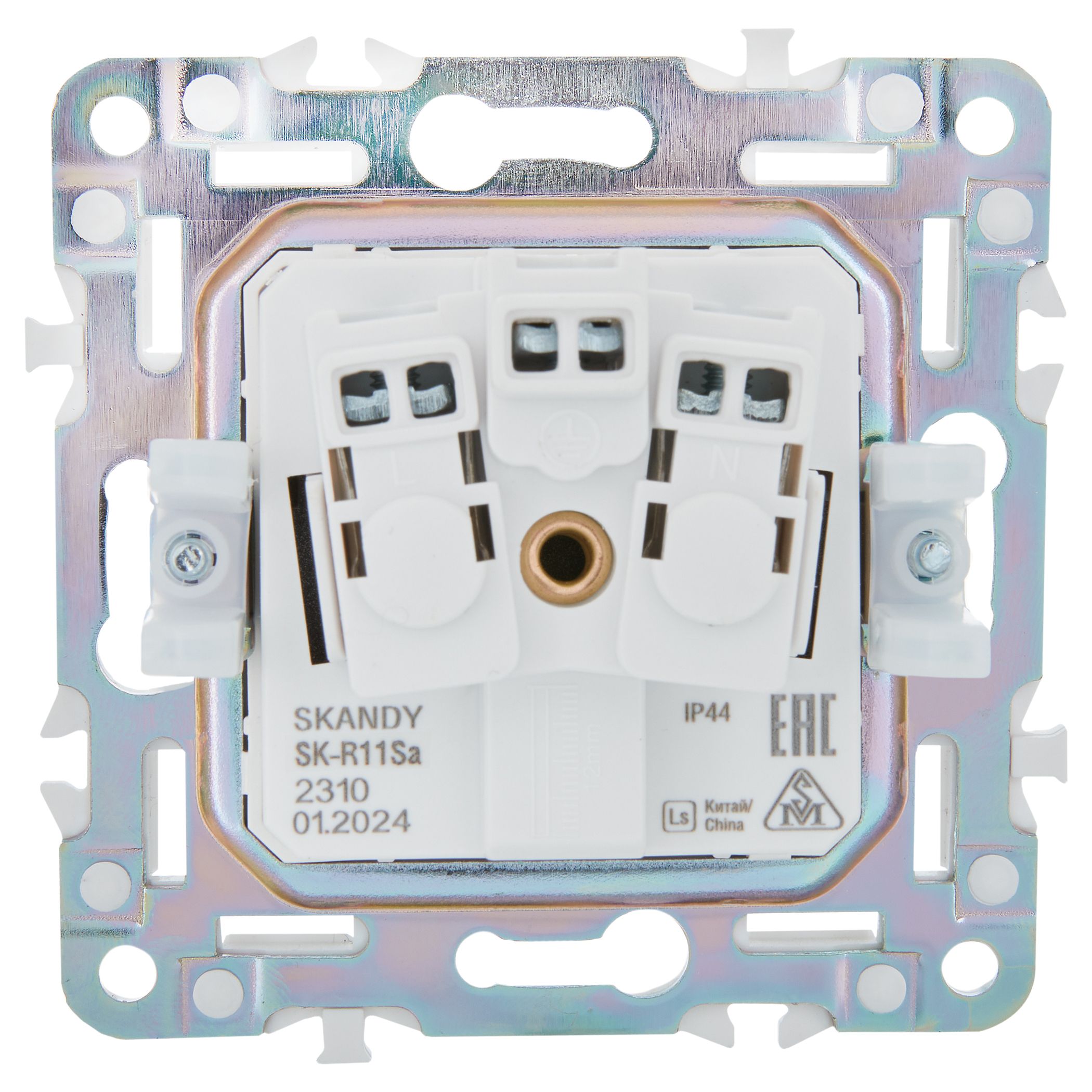SKANDY Розетка 1-местная с заземлением с защитными шторками и крышкой 16А IP44 SK-R11Sa песочный IEK