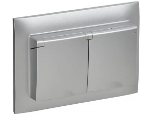 SKANDY Розетка 2-местная и крышкой 16А в сборе IP44 SK-R12S серебряный IEK