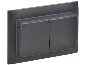 SKANDY Розетка 2-местная и крышкой 16А в сборе IP44 SK-R12T титан IEK