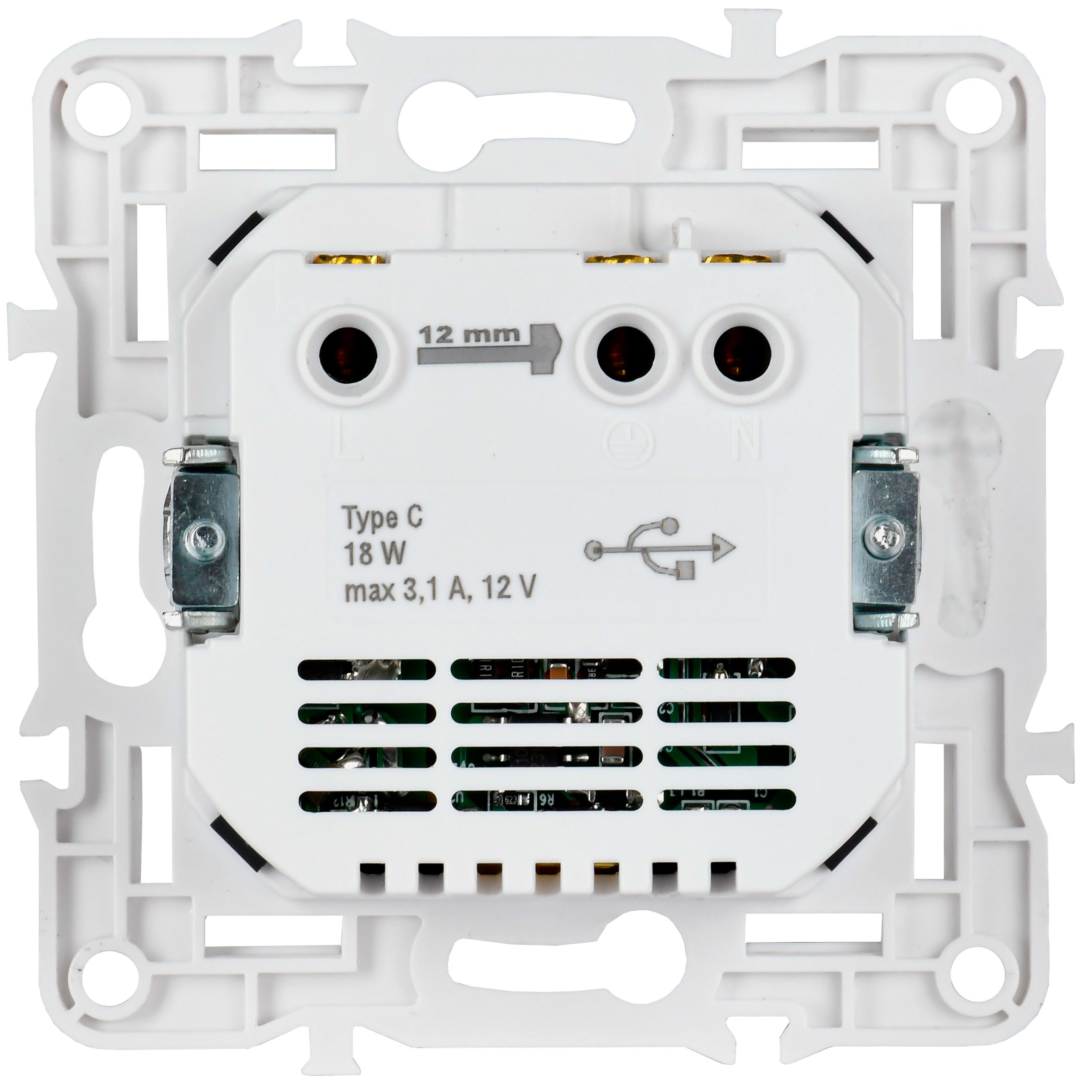 SKANDY Розетка с заземлением с защитными шторками 16А с USB C 18Вт SK-R17S серебряный IEK