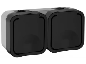 TORS Розетка 2-местная горизонтальная 16А IP55 TS122 графит IEK