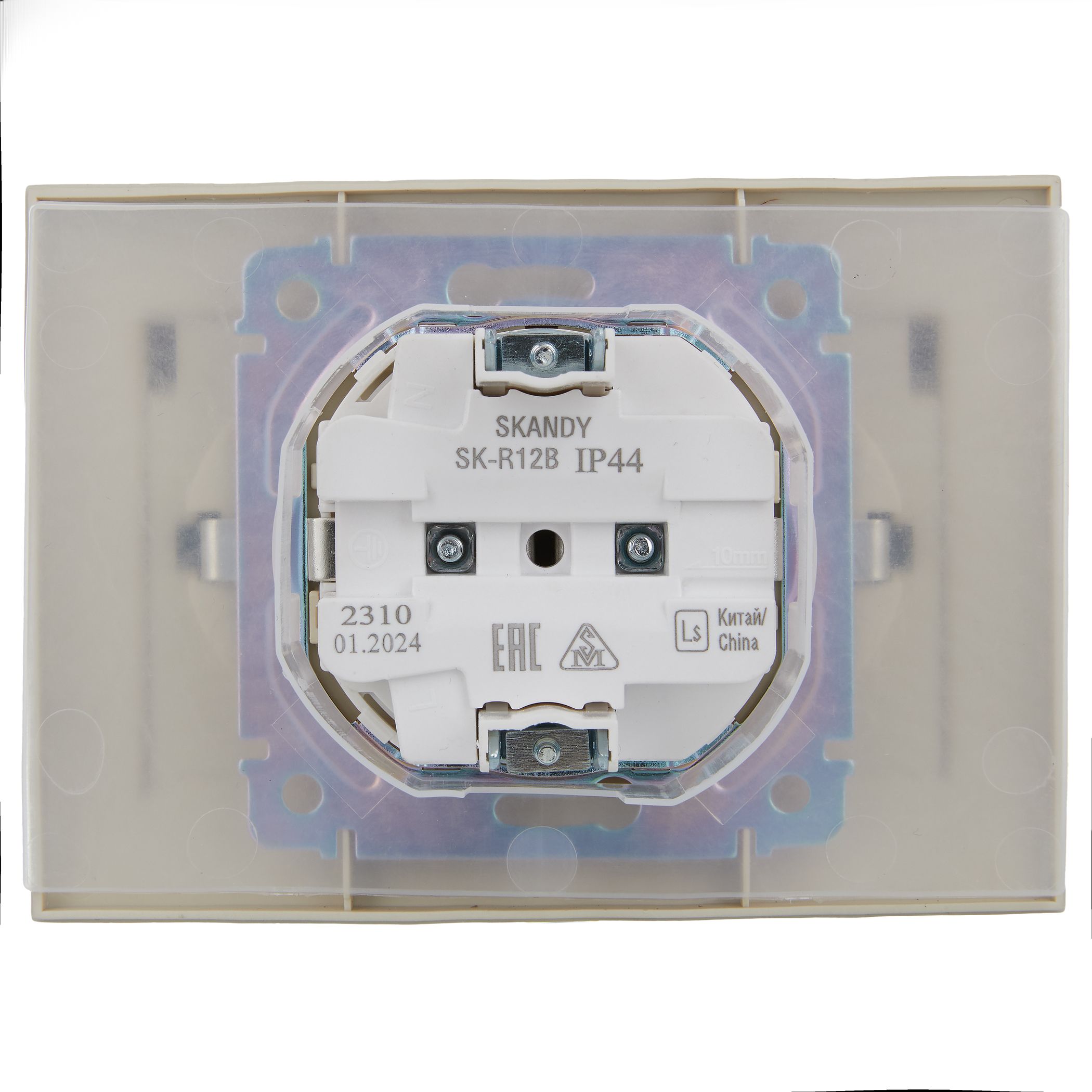 SKANDY Розетка 2-местная и крышкой 16А в сборе IP44 SK-R12B бежевый IEK