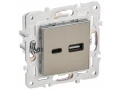 SKANDY Розетка USB A+C 3,1А SK-R14N металл никель IEK