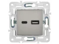 SKANDY Розетка USB A+C 3,1А SK-R14N металл никель IEK