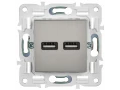 SKANDY Розетка USB A+A 3,1А SK-R15N металл никель IEK
