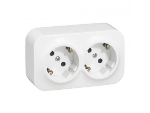 Розетка двойная 2x2К+З без шторок, белая Forix /782413/