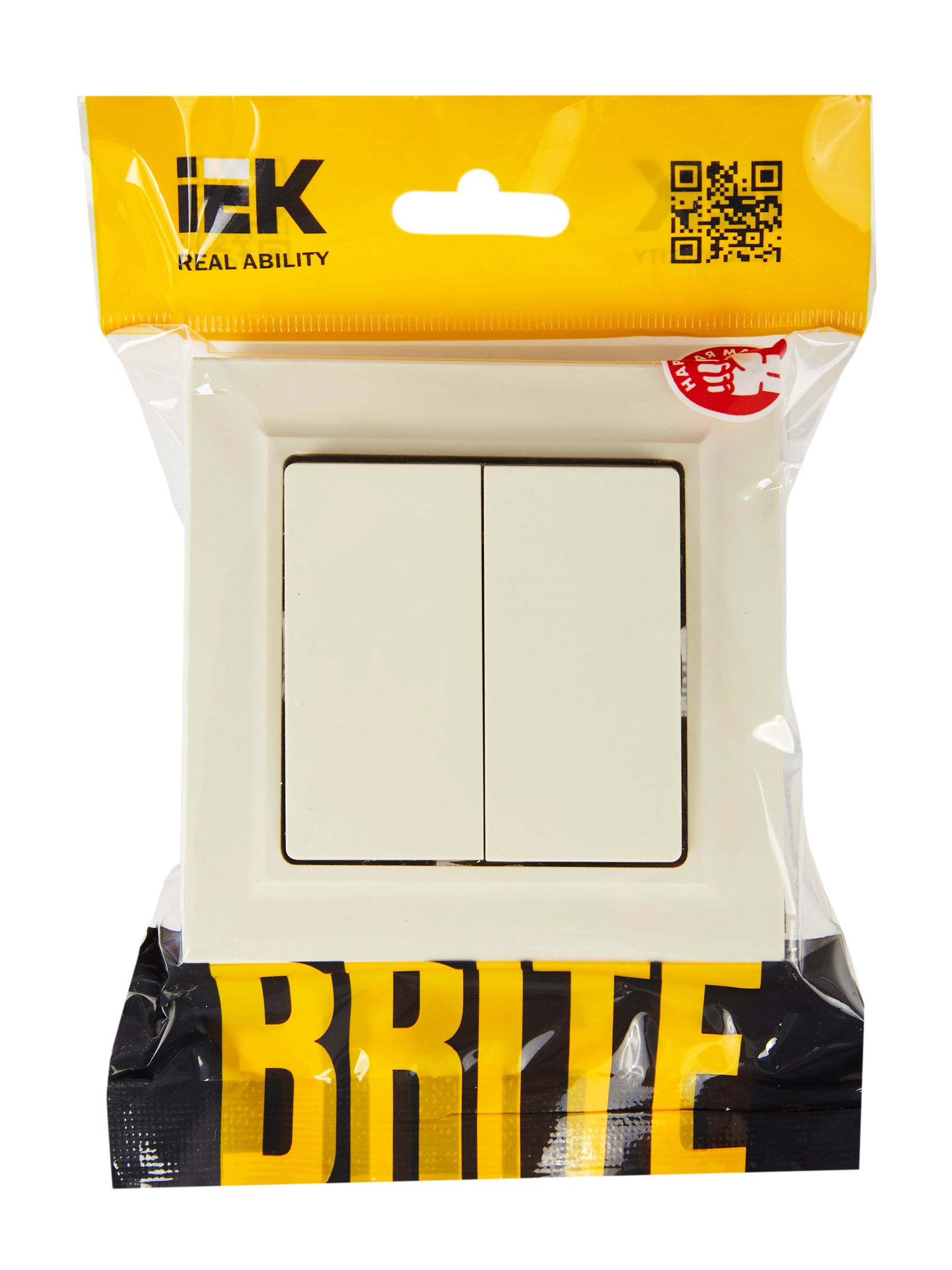 BRITE Выключатель 2-клавишный 10А в сборе ВСP10-2-0-БрКр бежевый ИЭК