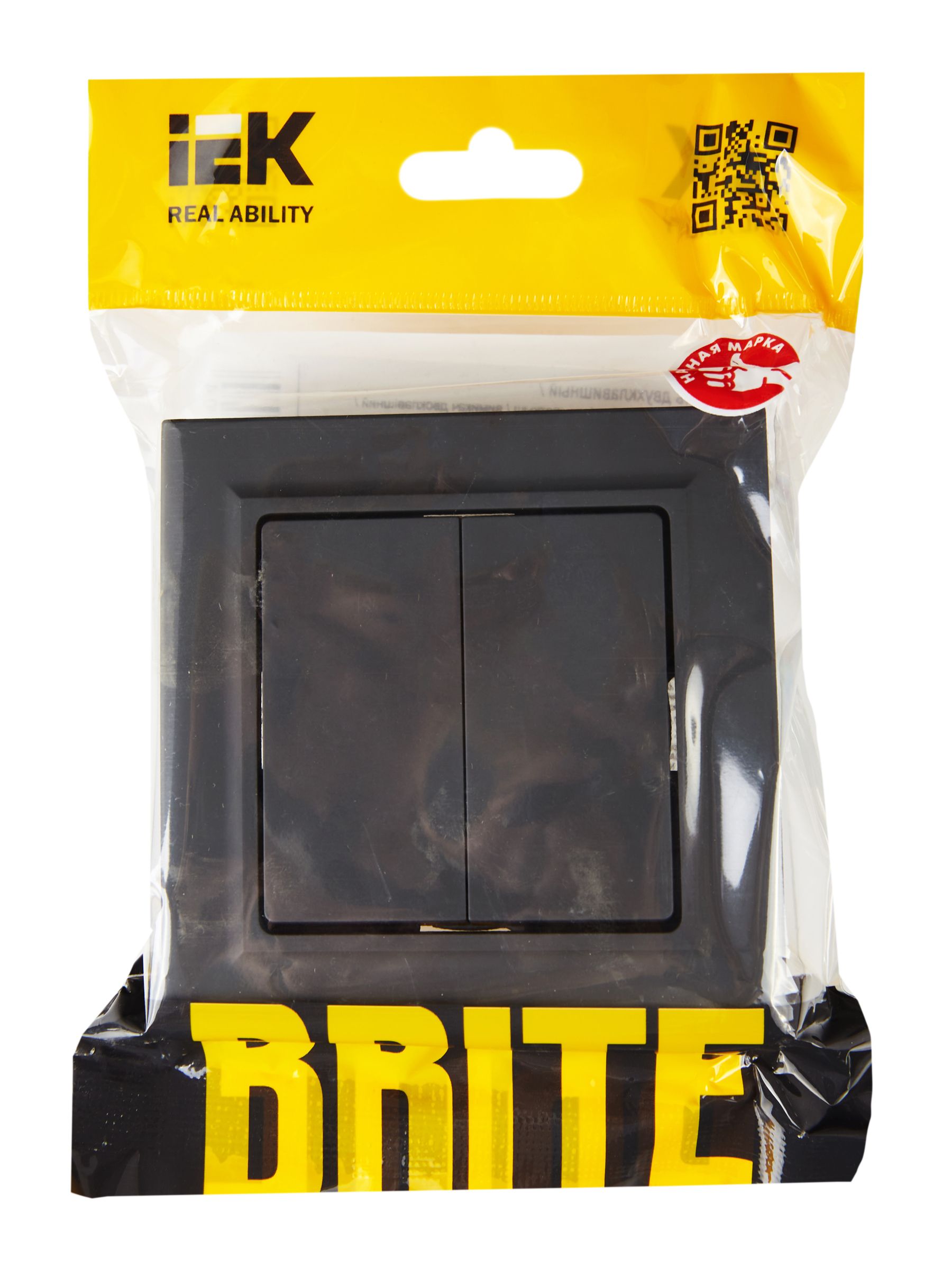 BRITE Выключатель 2-клавишный 10А в сборе ВСP10-2-0-БрГ графит ИЭК