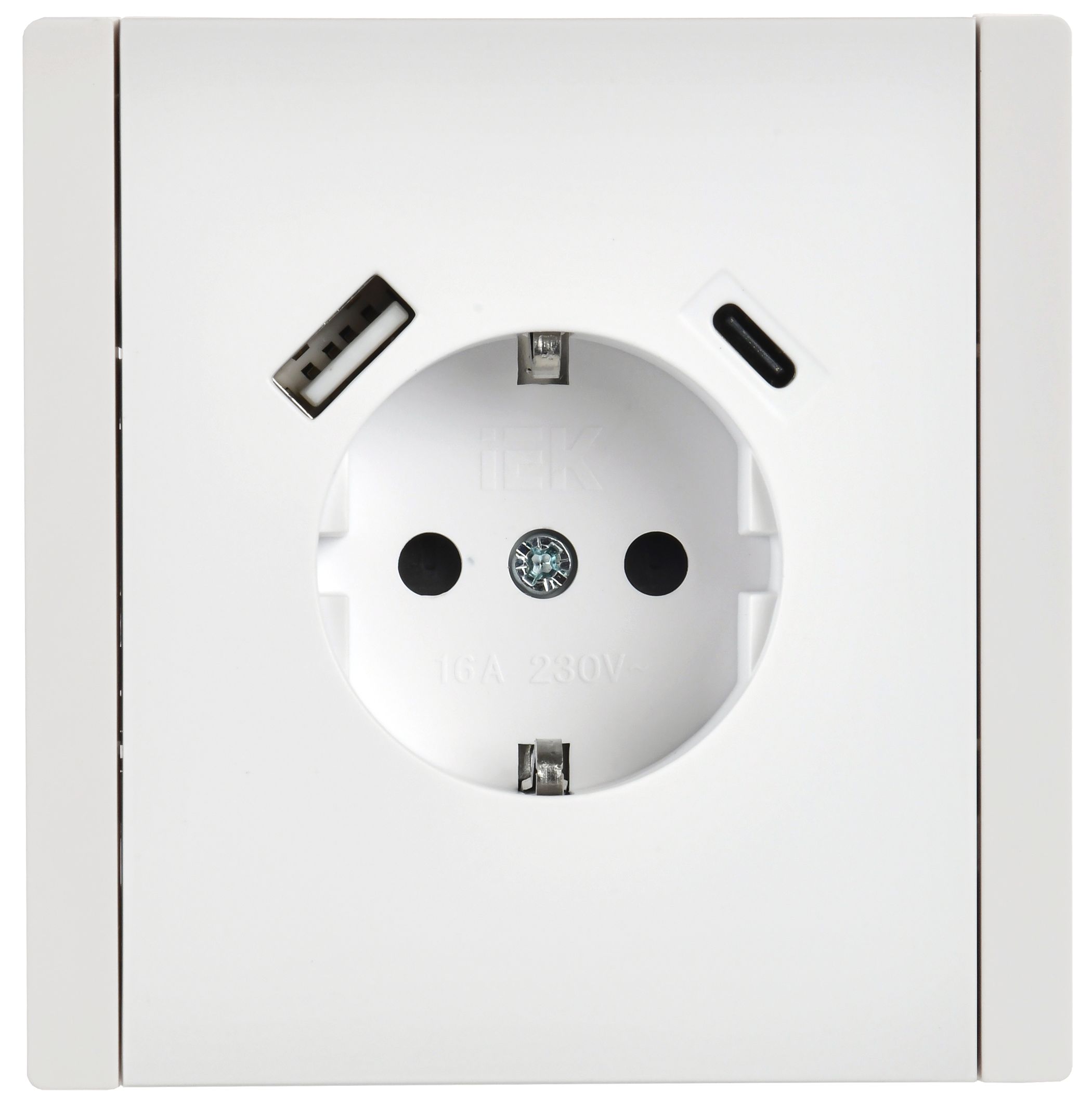 FORTE&PIANO Розетка 1мест с заземлением со шторками винтовое крепл. 16А USB A+C 18Вт FP247 белый ИЭК