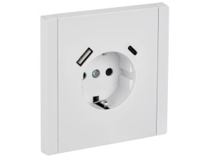 FORTE&PIANO Розетка 1мест с заземлением со шторками винтовое крепл. 16А USB A+C 18Вт FP247 белый ИЭК