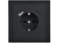 FORTE&PIANO Розетка 1мест с заземлением со шторками винтовое крепл. 16А USB A+C 18ВтFP147 черный ИЭК