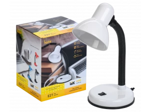 LIGHTING Светильник настольный 1002 на подставке Е27 белый IEK