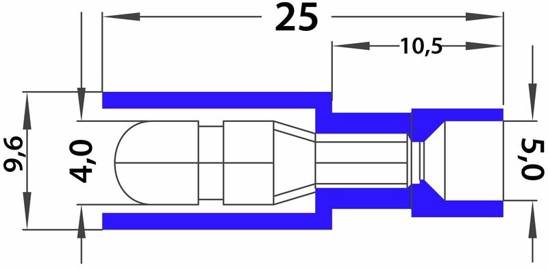 Разъем штекерный полностью изолированный штекер 4 мм 1.5-2.5 мм² (РШПи-п 2.5-4/РшИпп 2-5-4) синий REXANT 08-0571