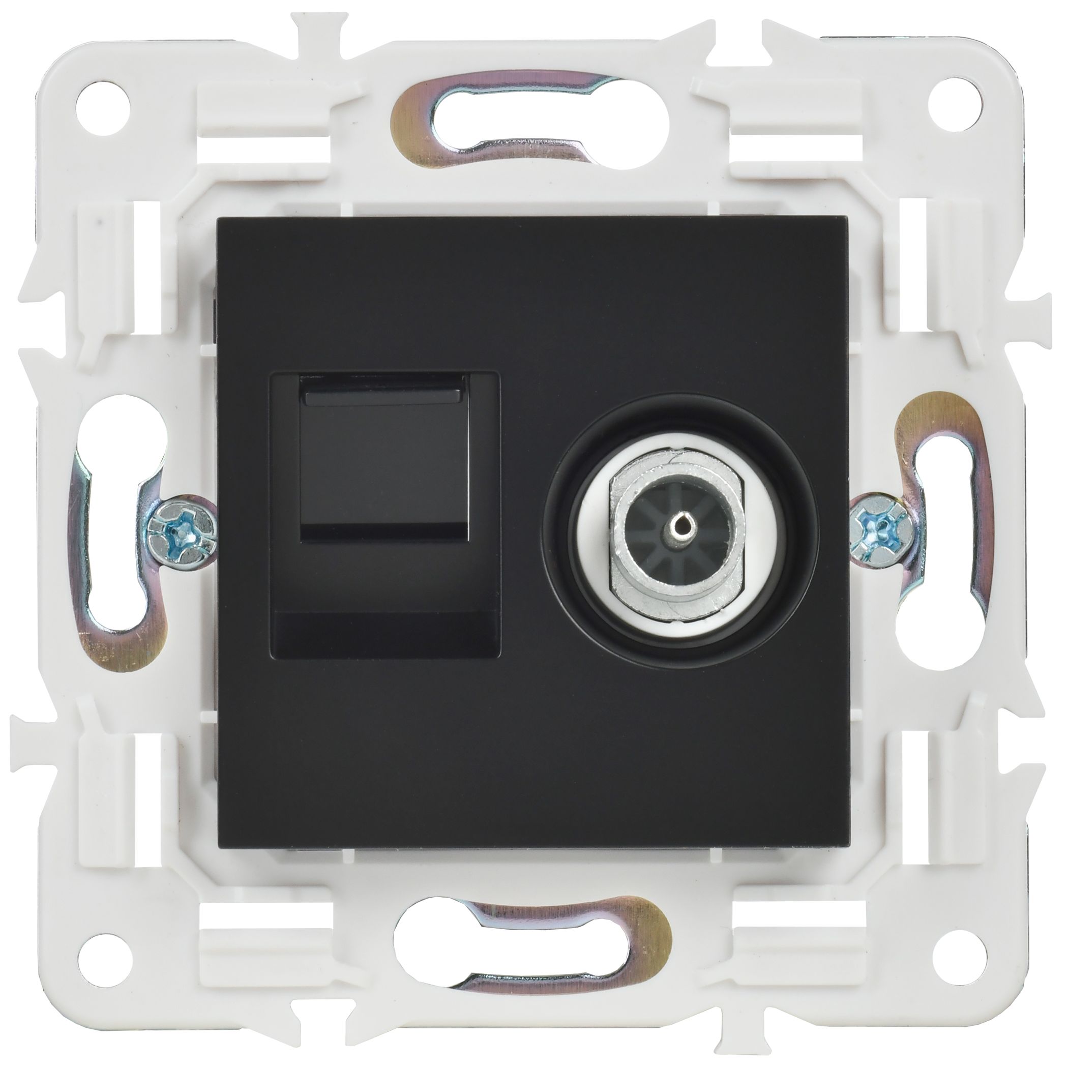 SKANDY Розетка двойная TV+RJ45 кат.6 SK-A15Bl черный IEK