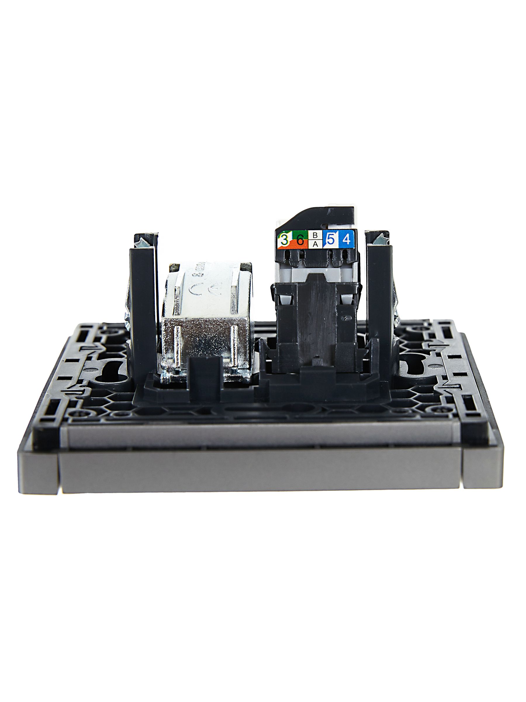 FORTE&PIANO Розетка двойная TV+RJ45 кат.5E FP536 сталь IEK