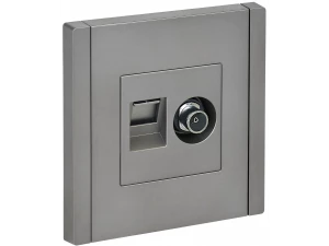 FORTE&PIANO Розетка двойная TV+RJ45 кат.5E FP536 сталь IEK
