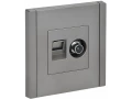 FORTE&PIANO Розетка двойная TV+RJ45 кат.6 FP537 сталь IEK