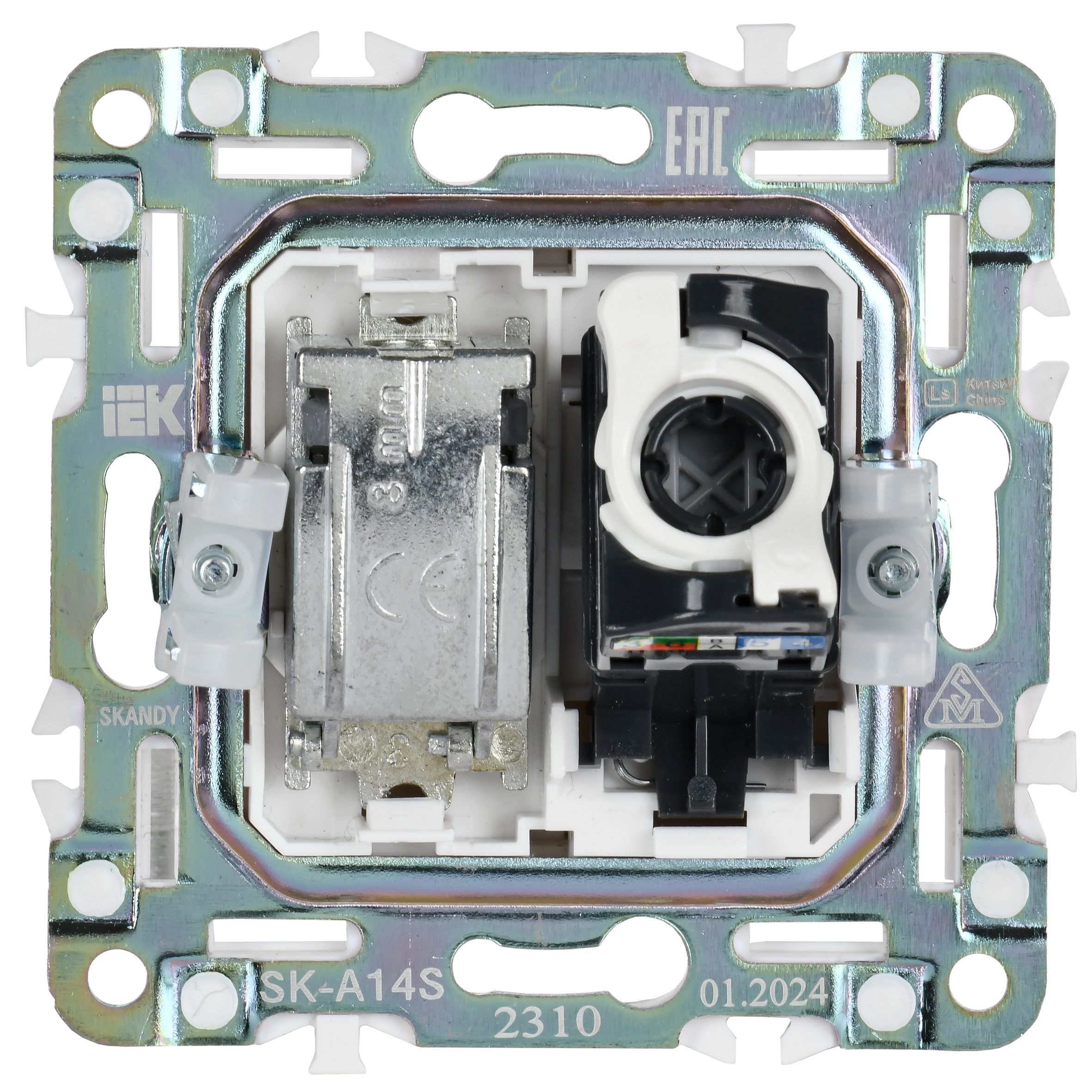 SKANDY Розетка двойная TV+RJ45 кат.5E SK-A14S серебряный IEK