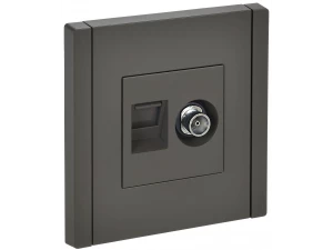 FORTE&PIANO Розетка двойная TV+RJ45 кат.5E FP336 серый IEK