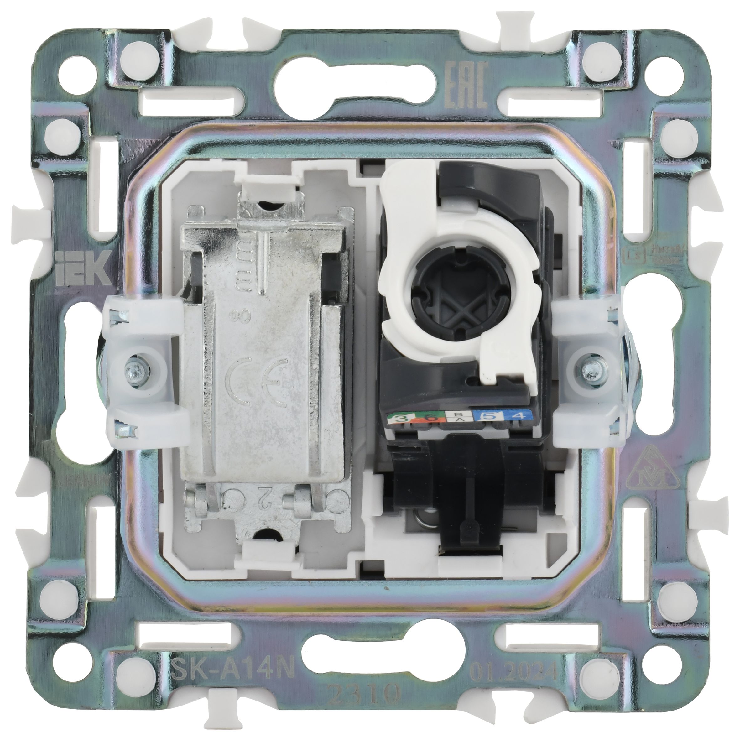 SKANDY Розетка двойная TV+RJ45 кат.5E SK-A14N металл никель IEK
