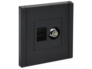 FORTE&PIANO Розетка двойная TV+RJ45 категория 6 FP137 черный ИЭК