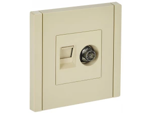 FORTE&PIANO Розетка двойная TV+RJ45 кат.5E FP436 ваниль IEK