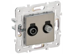 SKANDY Розетка двойная TV+SAT SK-A13N металл никель IEK