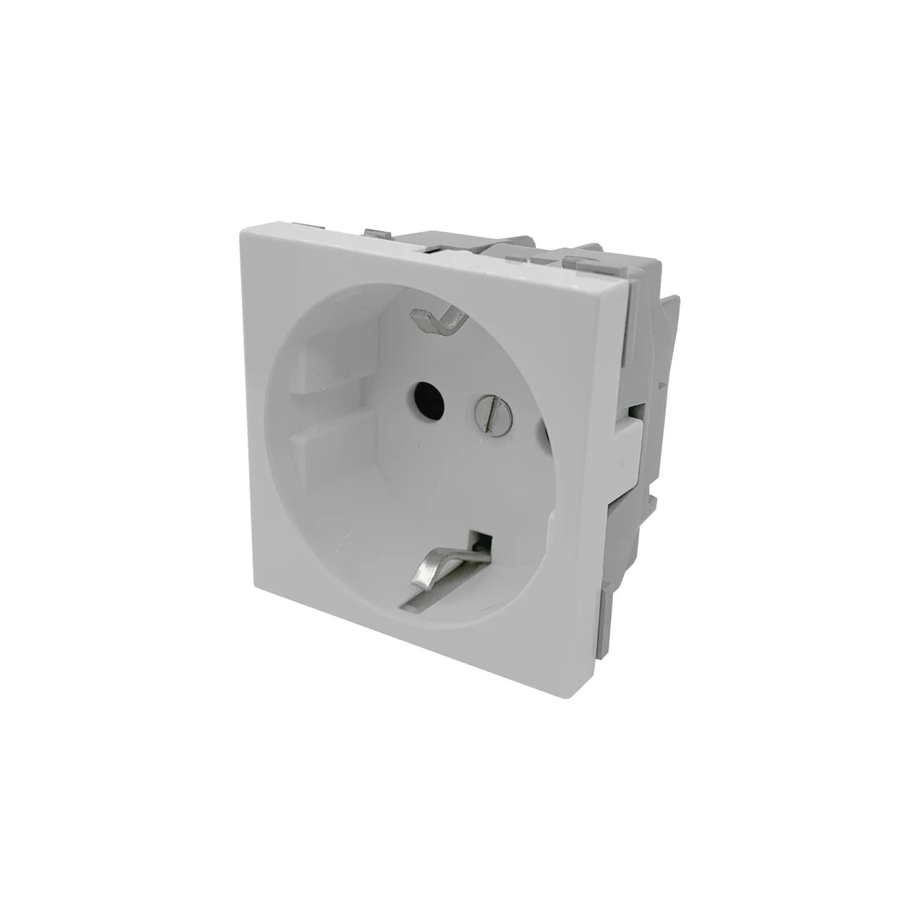 Розетка одинарная 0° с заземляющим контактом, 250 В, 16A 45*45, белая Shelbi SS45-Z-W