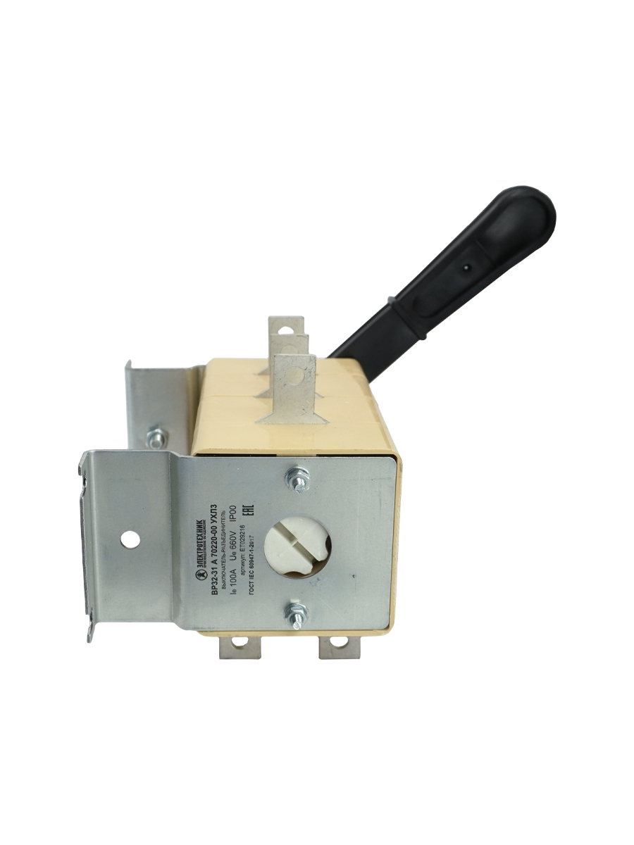 ВР32-31 А 70220-00 УХЛ3, 100А, несъёмная боковая рукоятка, 3-х пол. на два напр., IP00  (ЭТ)(Китай)