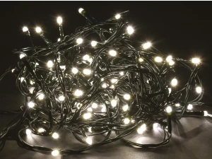 Гирлянда нить 10м 100 светодиодов теплый белый свет IP20 зеленый шнур 1,5м 230В контроллер 8 сцен IE