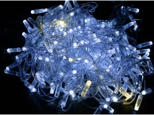 Гирлянда нить 10м 100 светодиодов белый свет IP44 прозрачный шнур 3м 230В мерцание транзит IEK