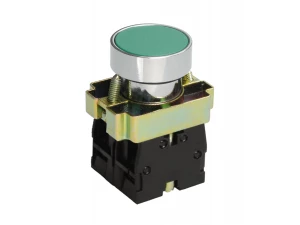 LAY5-BA35, зелёный, 1НО+1НЗ, цилиндр, хром, без подсветки, d22мм  (ЭТ)