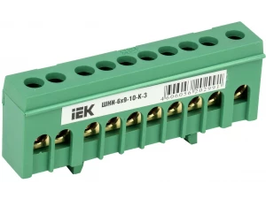 Шина PE 'земля' в корпусном изоляторе на DIN-рейку ШНИ-6х9-10-К-З IEK