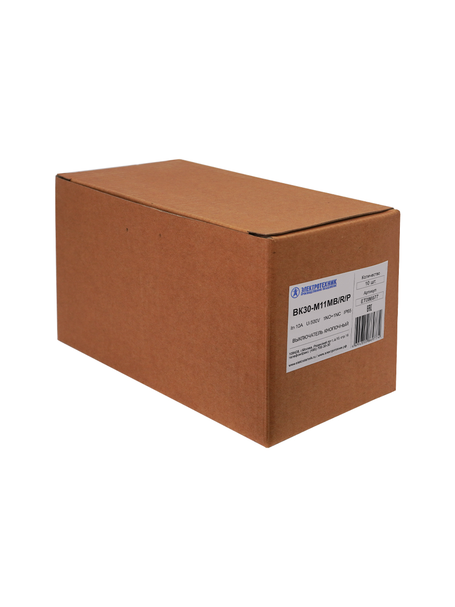 ВК30-M11MB/R/P, красный, 1НО+1НЗ, гриб без фиксации 40мм, d30мм, IP65  (ЭТ)