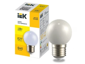 LIGHTING Лампа светодиодная декоративная G45 шар 1Вт 230В теплый белый E27 ИЭК