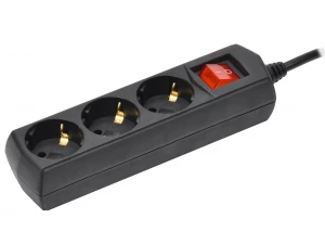 Удлинитель У03В 3 места с заземлением 5м 3х1мм2 10А/250В черный GENERICA