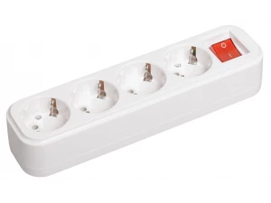 Розетка переносная разборная с заземлением с выключателем К04В 4 места CLASSIC IEK