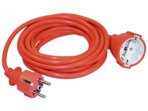 Шнур УШ-01РВ оранжевый с вилкой и розеткой с заземлением 3х1,0мм2 5м IEK