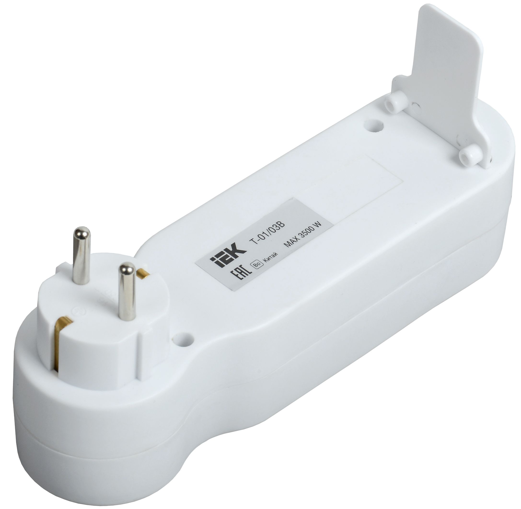 Тройник Т-01/03В 3 места с заземлением 16А с выключателем белый IEK