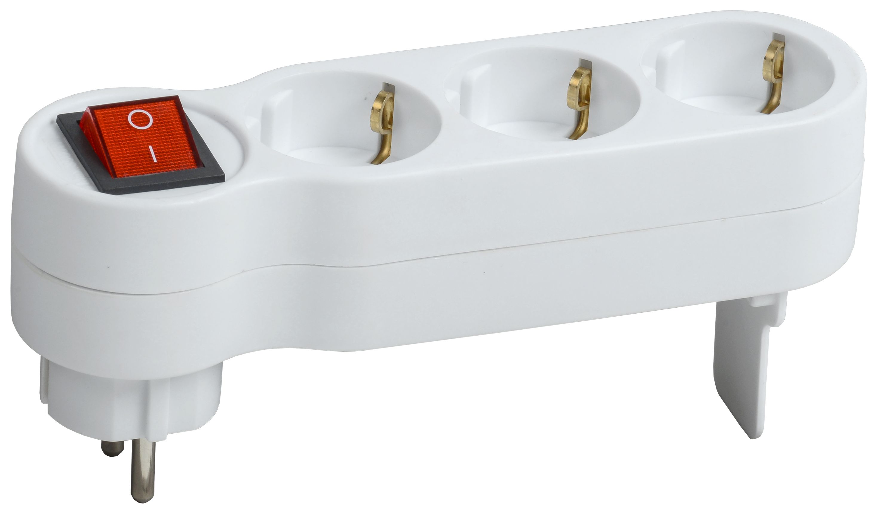 Тройник Т-01/03В 3 места с заземлением 16А с выключателем белый IEK