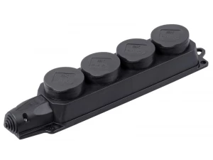 Розетка (колодка) 4-местная РБ34-1-0м с защитными крышками IP44 ОМЕГА каучук IEK