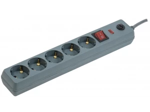 Сетевой фильтр СФ-05К 5 мест с заземлением 3м 3х1мм2 16А/250В серый IEK