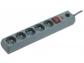 Сетевой фильтр СФ-05К 5 мест с заземлением 3м 3х1мм2 16А/250В серый IEK