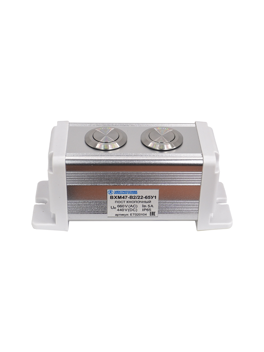 BXM47-B2/22-65У1 (2 серебристые цилиндрические кнопки (1C1NO1NC)), пост управления (ЭТ)