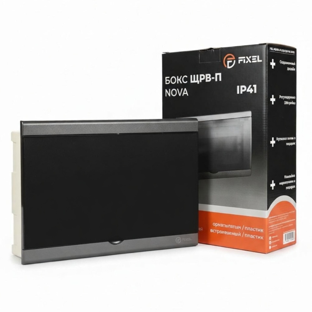 ЩРВ-П 14 модулей NOVA встраиваемый пластик черный IP41 (220*319*76) FIXEL