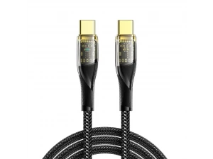 Кабель Type-C – Type-C, 5А, 100Вт, 1м, в черной нейлоновой оплетке со световой индикацией REXANT